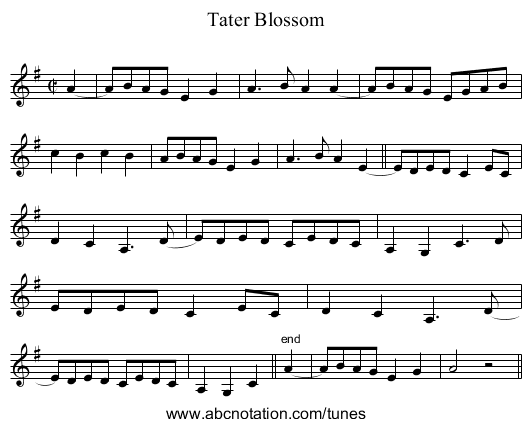 Tater Blossom - staff notation
