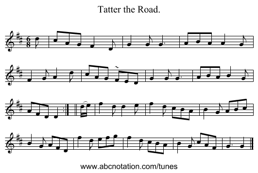 Tatter the Road. - staff notation