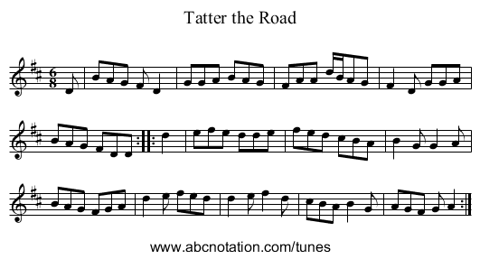 Tatter the Road - staff notation