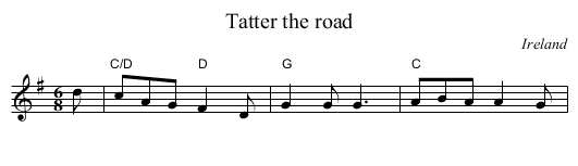 Tatter the road - staff notation
