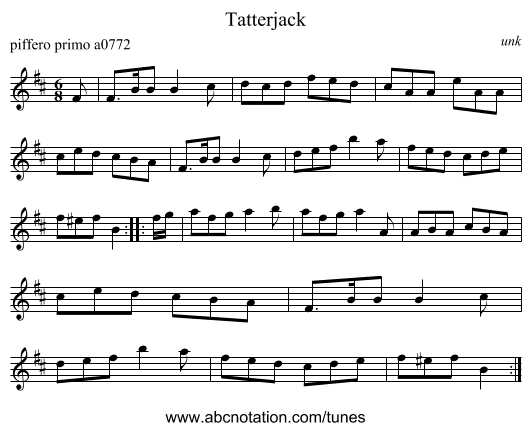 Tatterjack - staff notation