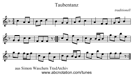 Taubentanz - staff notation