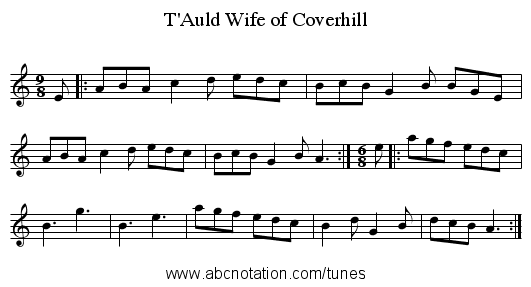 T'Auld Wife of Coverhill - staff notation