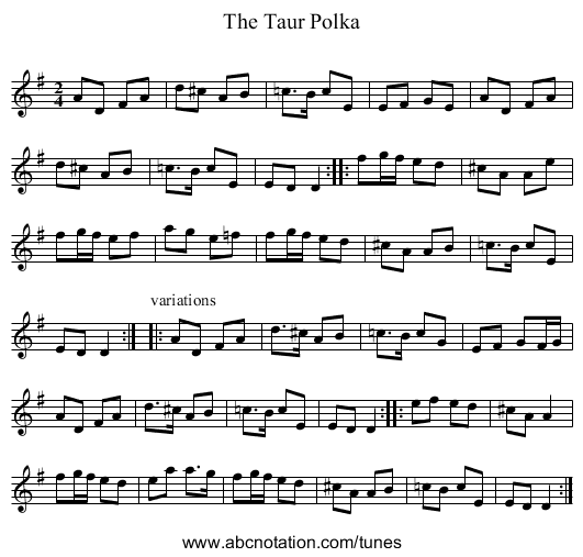 Taur Polka, The - staff notation