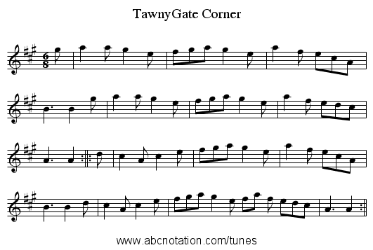 TawnyGate Corner - staff notation