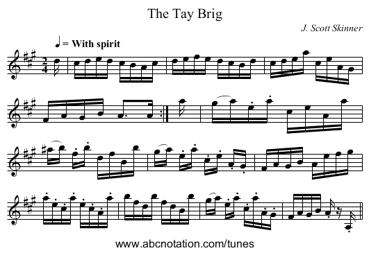 Tay Brig, The - staff notation