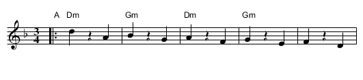 Tayere Odessa Hora    [Dm] - staff notation