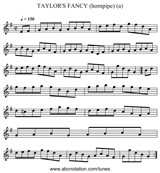 TAYLOR'S FANCY (hornpipe) (a) - staff notation