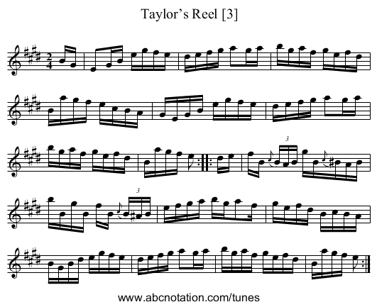 Taylor’s Reel [3] - staff notation