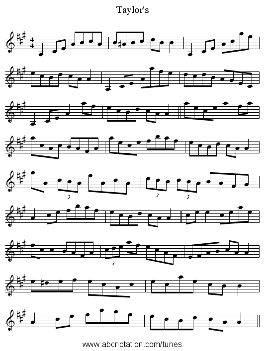 Taylor's - staff notation