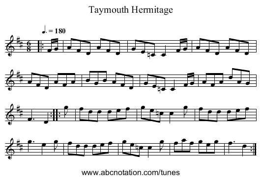Taymouth Hermitage - staff notation