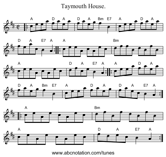 Taymouth House. - staff notation
