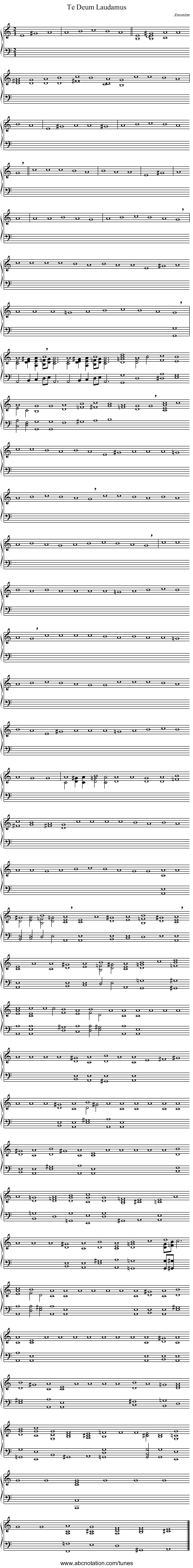Te Deum Laudamus - staff notation