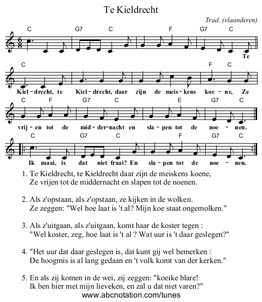 Te Kieldrecht - staff notation