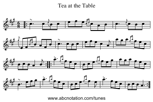 Tea at the Table - staff notation