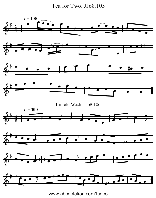 Tea for Two. JJo8.105 - staff notation