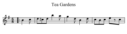 Tea Gardens - staff notation