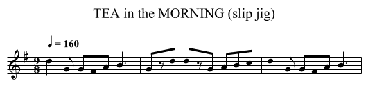 TEA in the MORNING (slip jig) - staff notation
