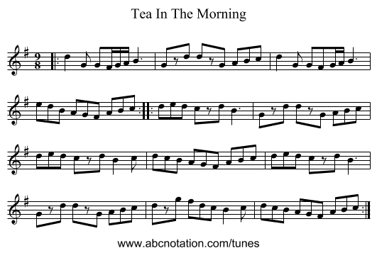 Tea In The Morning - staff notation