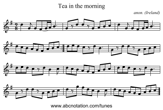 Tea in the morning - staff notation