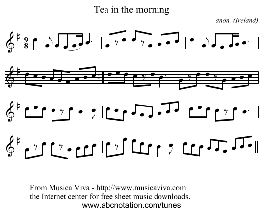 Tea in the morning - staff notation