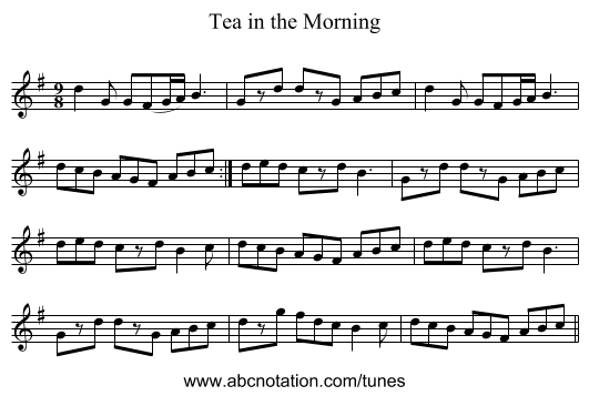 Tea in the Morning - staff notation