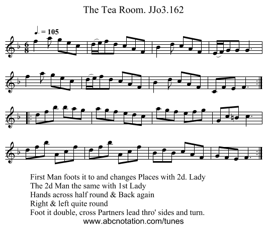 Tea Room. JJo3.162, The - staff notation