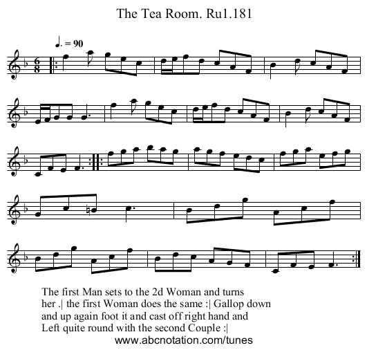 Tea Room. Ru1.181, The - staff notation
