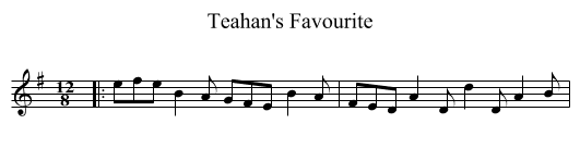 Teahan's Favourite - staff notation