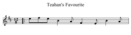 Teahan's Favourite - staff notation