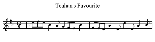 Teahan's Favourite - staff notation