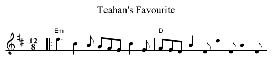 Teahan's Favourite - staff notation