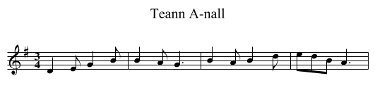 Teann A-nall - staff notation