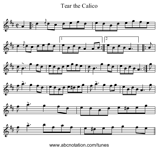 Tear the Calico - staff notation