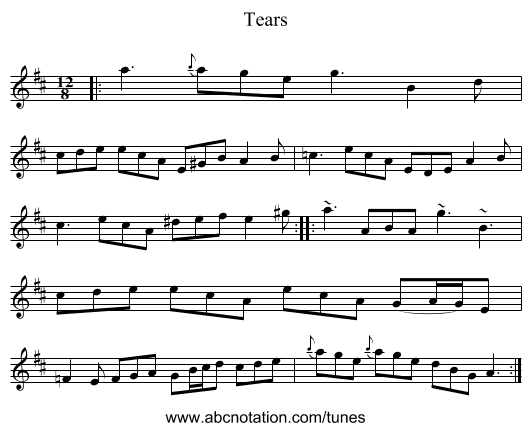 Tears - staff notation