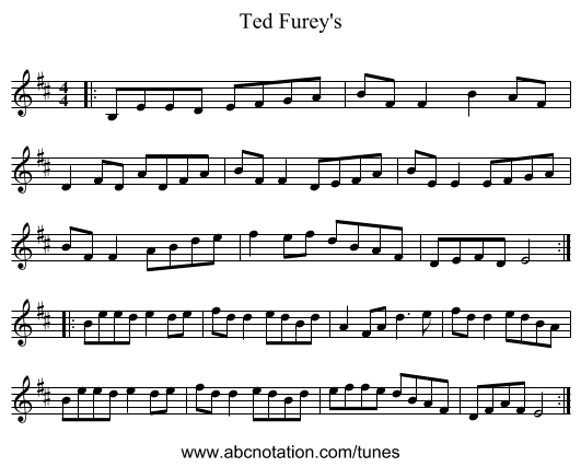 Ted Furey's - staff notation