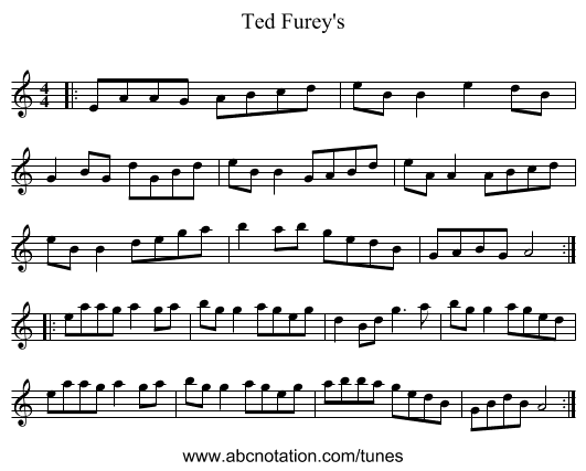 Ted Furey's - staff notation