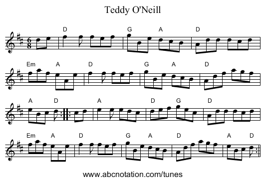 Teddy O'Neill - staff notation