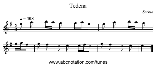 Tedena - staff notation