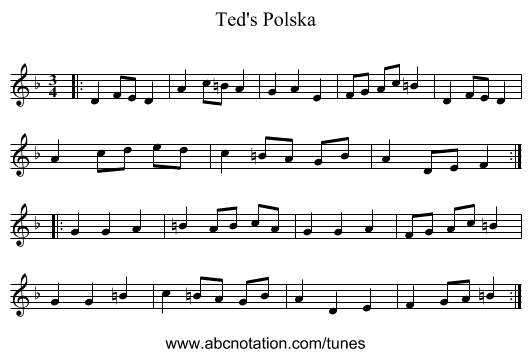 Ted's Polska - staff notation