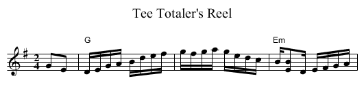 Tee Totaler's Reel - staff notation