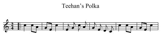 Teehan’s Polka - staff notation