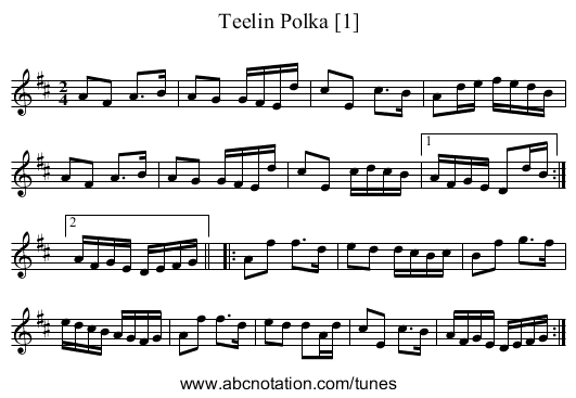 Teelin Polka [1] - staff notation