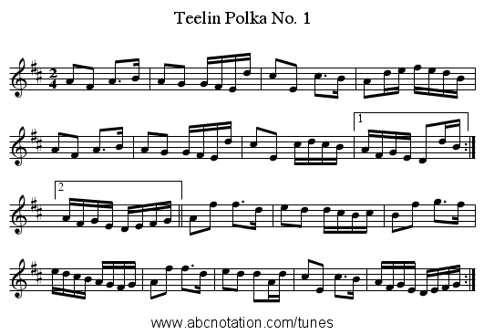 Teelin Polka No. 1 - staff notation