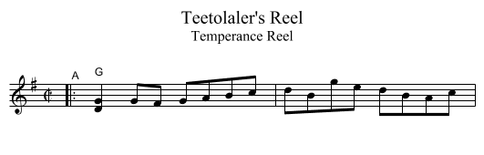 Teetolaler's Reel - staff notation