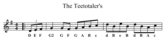 Teetotaler's, The - staff notation