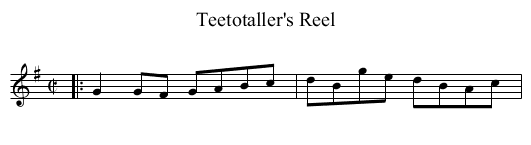 Teetotaller's Reel - staff notation