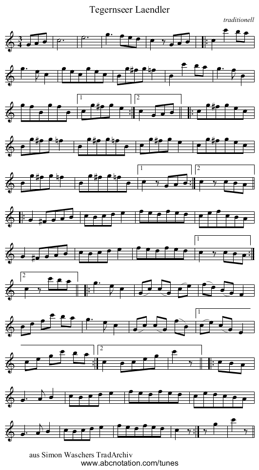 Tegernseer Laendler - staff notation