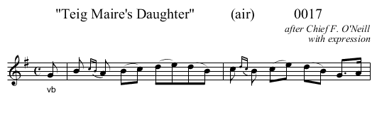 Teig Maire's Daughter          (air)           0017 - staff notation