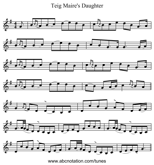 Teig Maire's Daughter - staff notation
